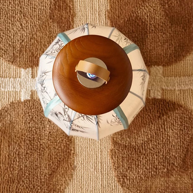 Cylinder Wood Fabric Living Table Lamp