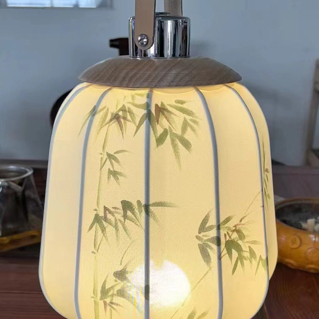 Cylinder Wood Fabric Living Table Lamp