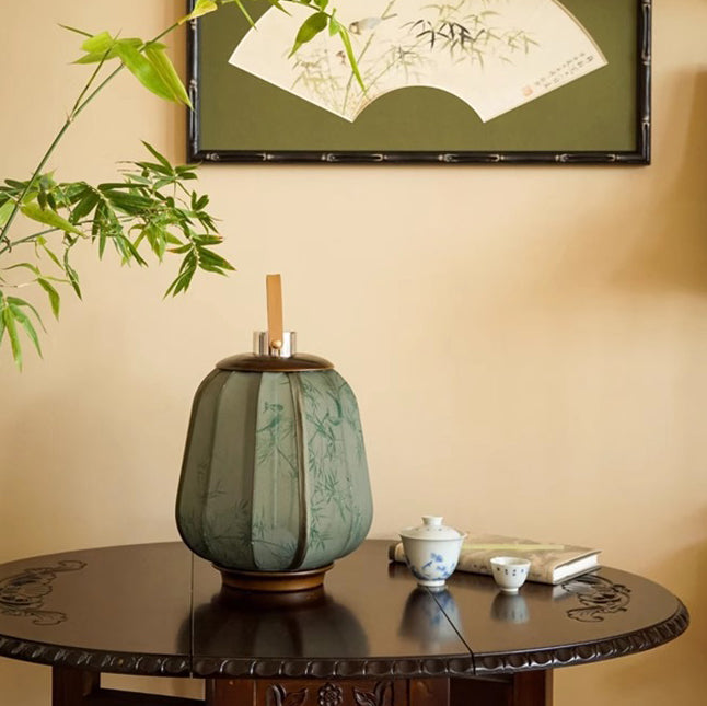 Cylinder Wood Fabric Living Table Lamp