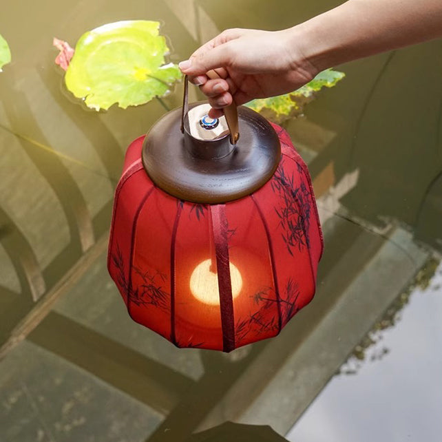 Cylinder Wood Fabric Living Table Lamp