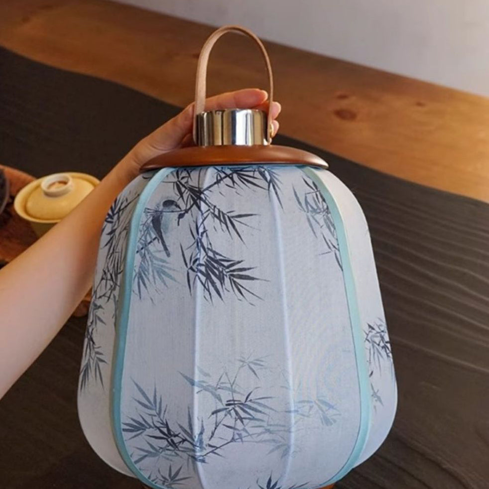 Cylinder Wood Fabric Living Table Lamp