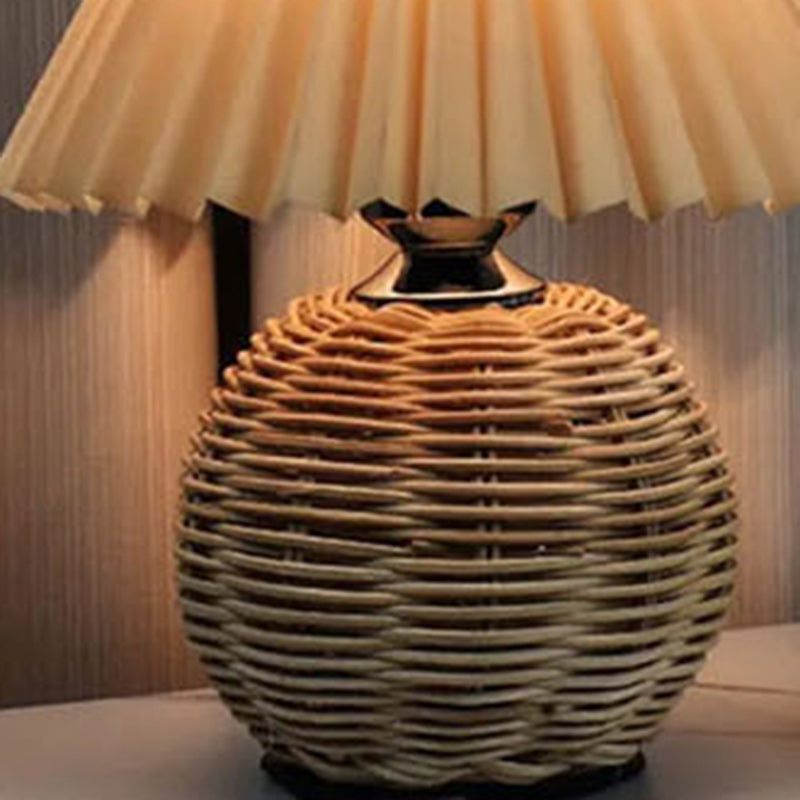 Cone Plastic Rattan Fabric Table Lamp