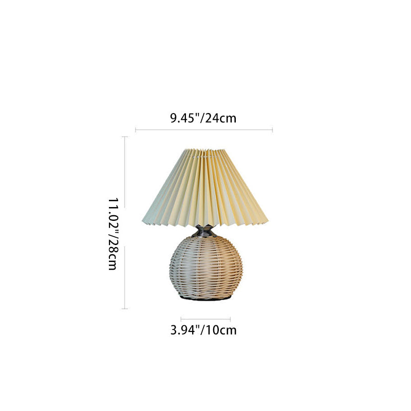 Cone Plastic Rattan Fabric Table Lamp