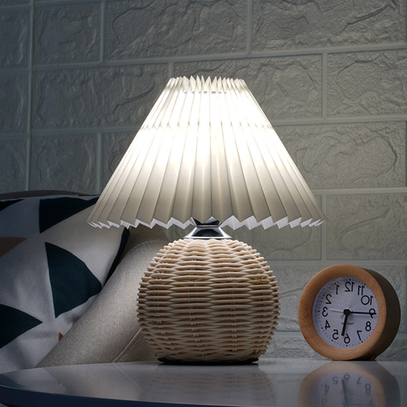 Cone Plastic Rattan Fabric Table Lamp