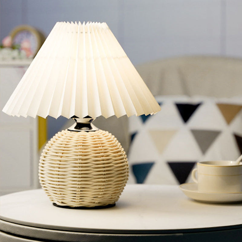 Cone Plastic Rattan Fabric Table Lamp