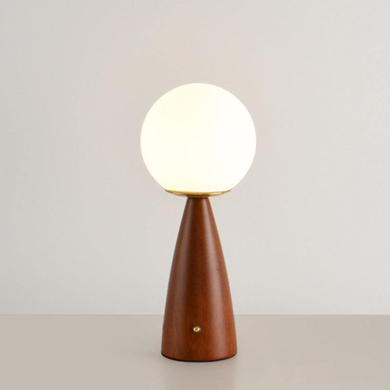 Column Wood Iron Glass Table Lamp