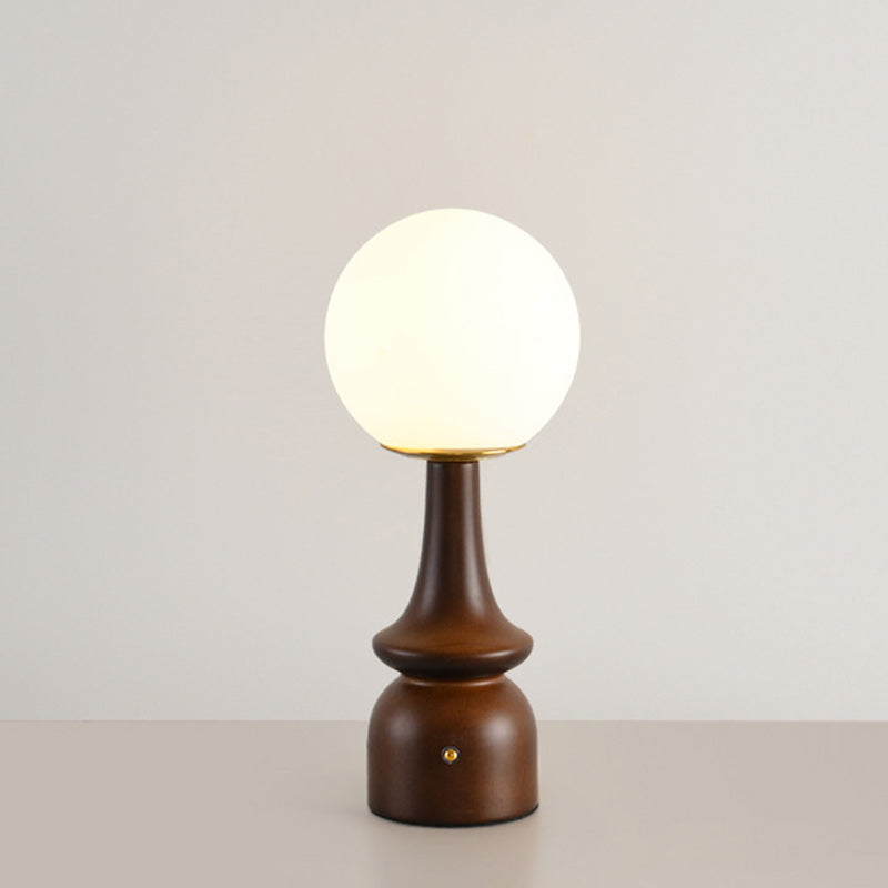Column Wood Iron Glass Table Lamp