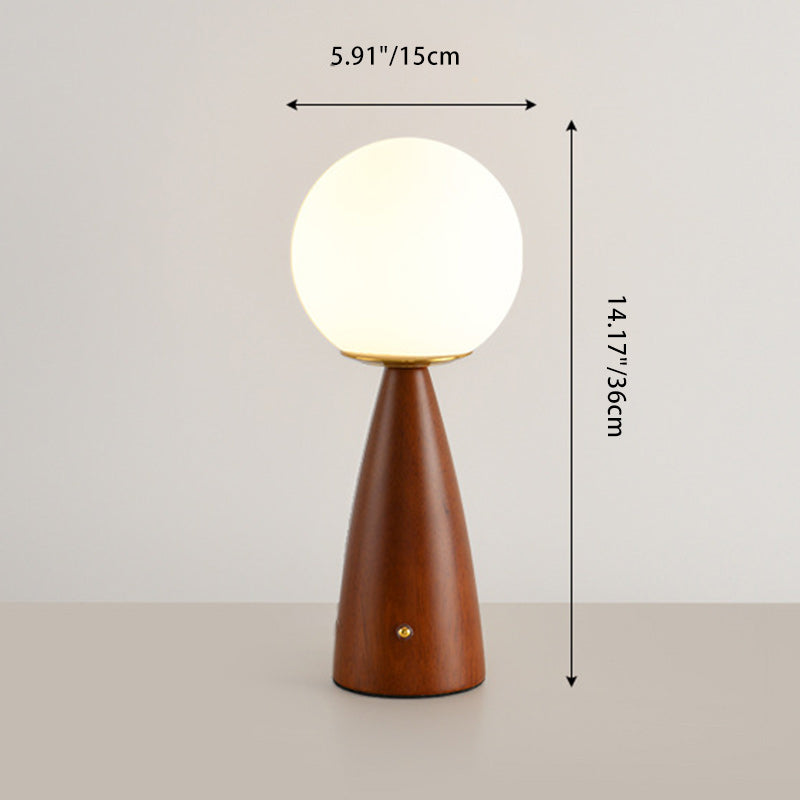 Column Wood Iron Glass Table Lamp