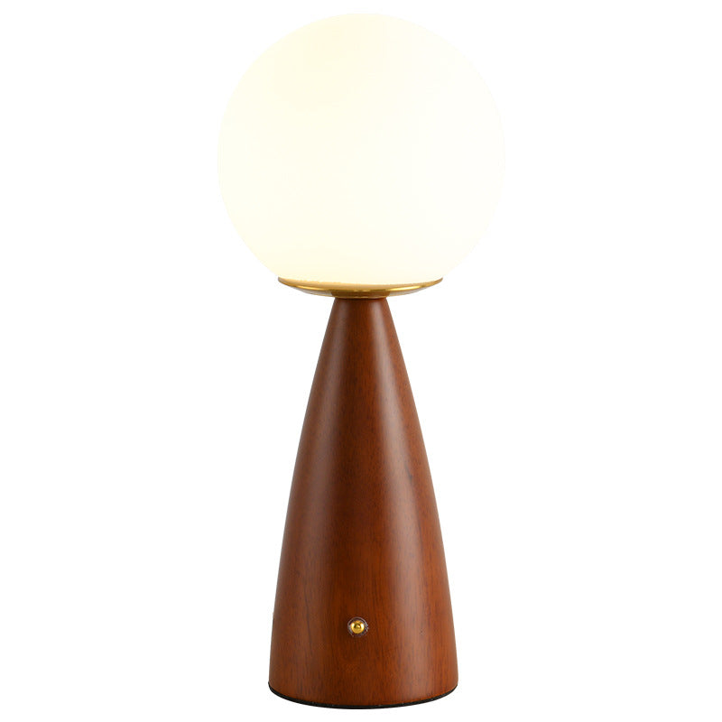 Column Wood Iron Glass Table Lamp