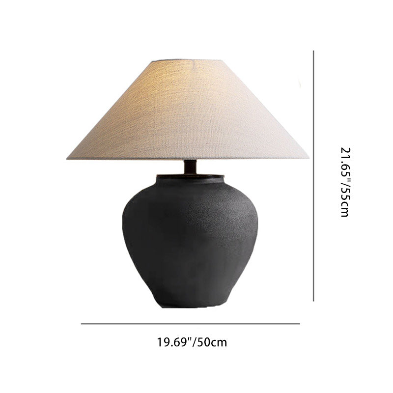 Jar Ceramic Fabric Living Table Lamp
