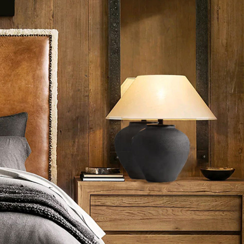 Jar Ceramic Fabric Living Table Lamp