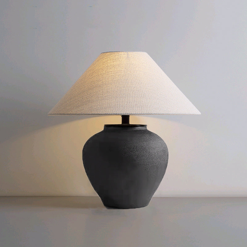 Jar Ceramic Fabric Living Table Lamp