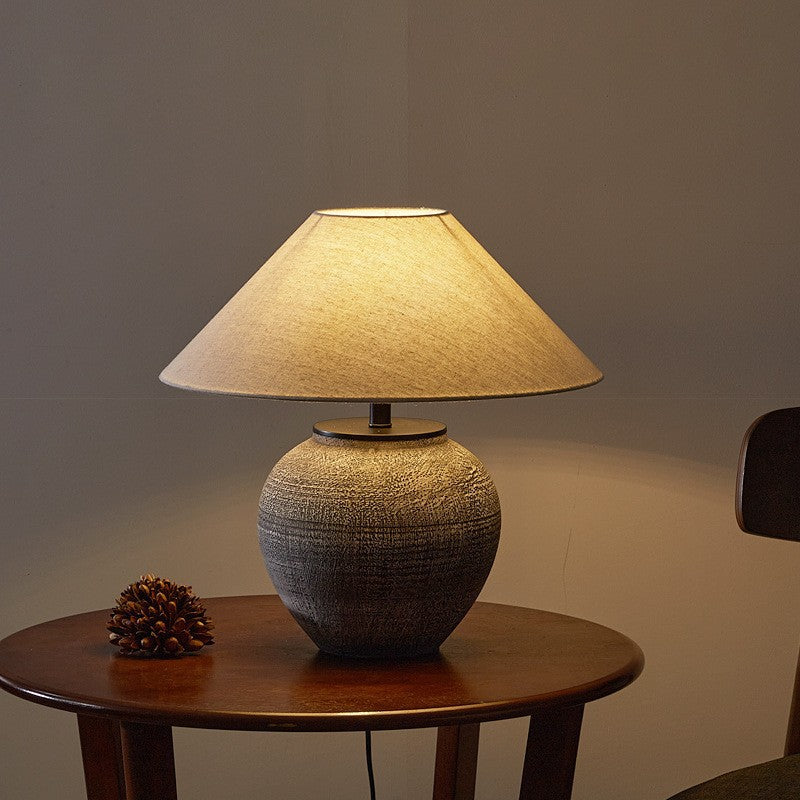 Drum Ceramic Fabric Living Table Lamp
