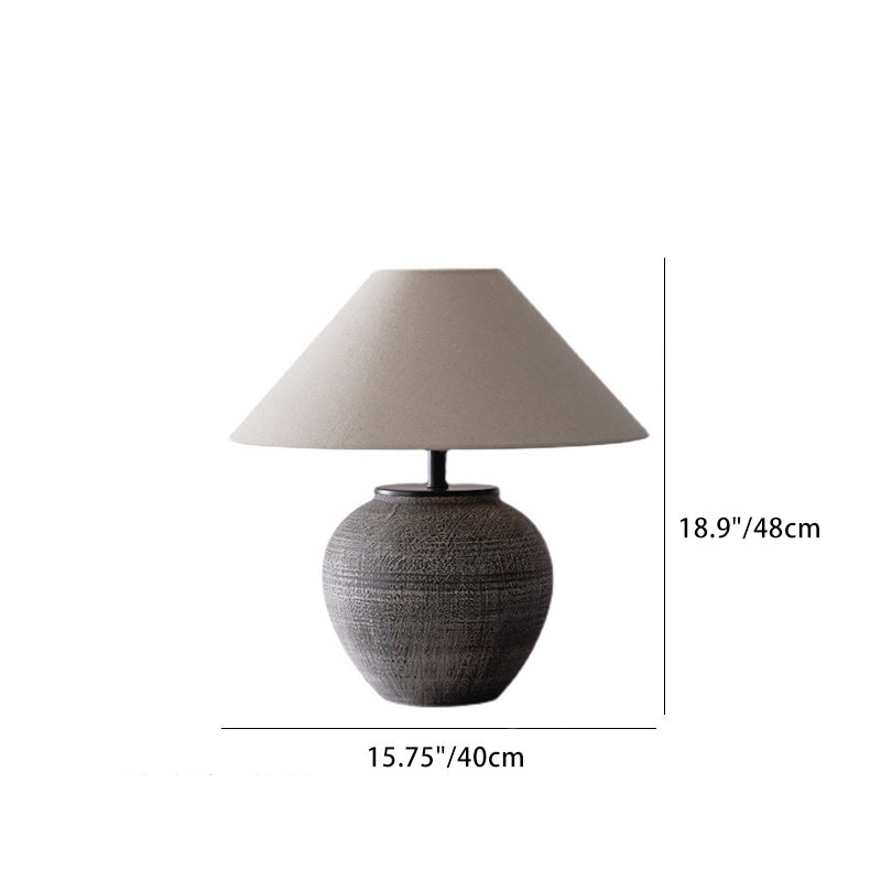 Drum Ceramic Fabric Living Table Lamp