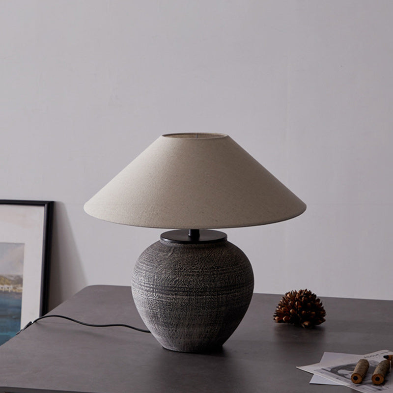 Drum Ceramic Fabric Living Table Lamp
