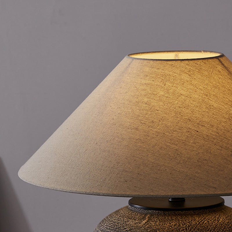 Drum Ceramic Fabric Living Table Lamp