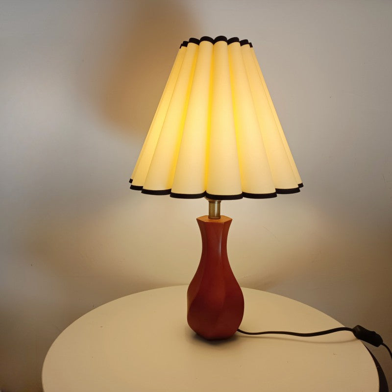 Drum Wood Fabric Living Table Lamp