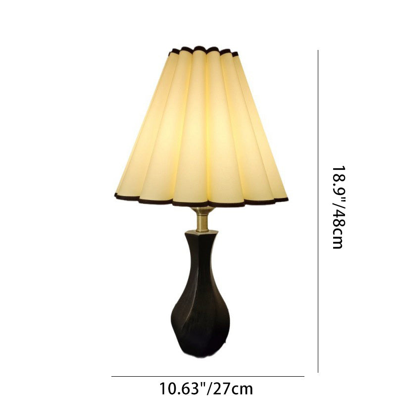Drum Wood Fabric Living Table Lamp