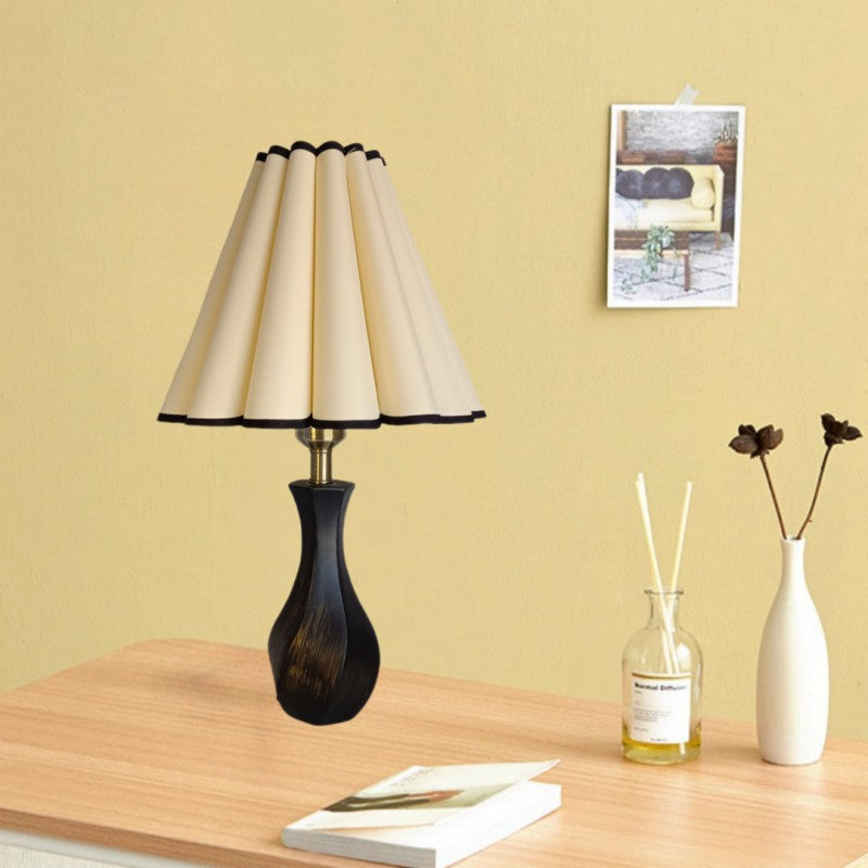 Drum Wood Fabric Living Table Lamp