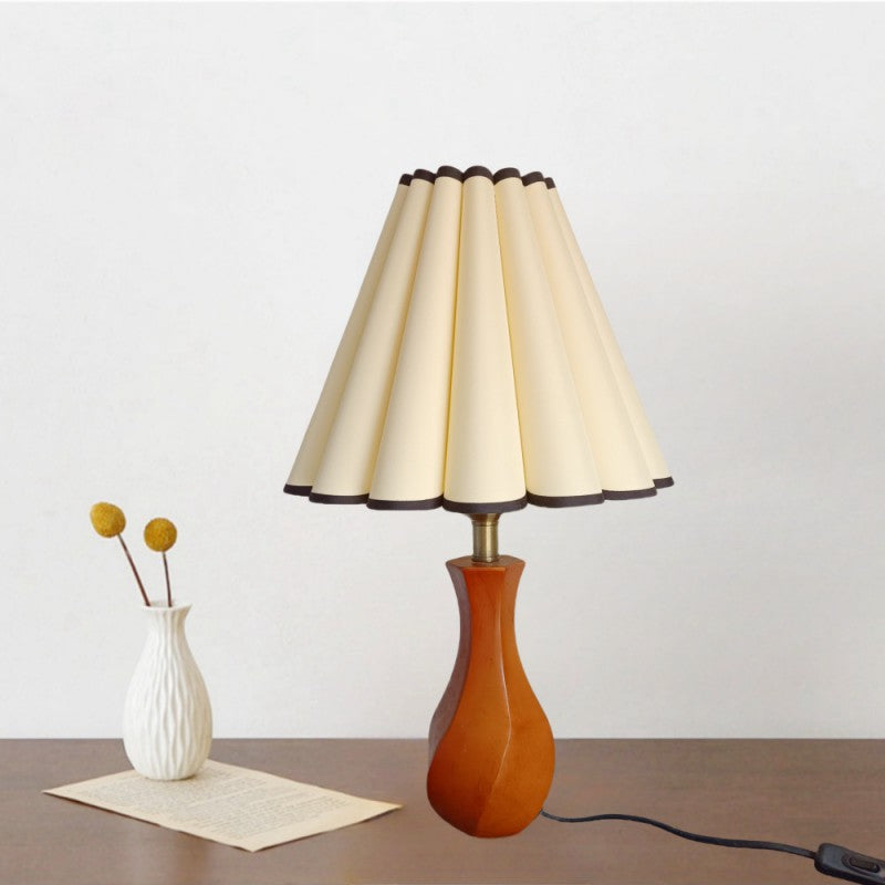 Drum Wood Fabric Living Table Lamp