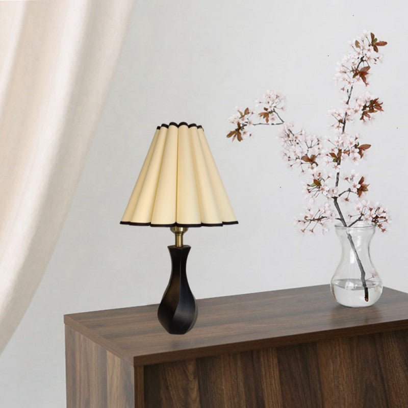 Drum Wood Fabric Living Table Lamp