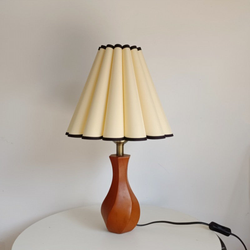 Drum Wood Fabric Living Table Lamp