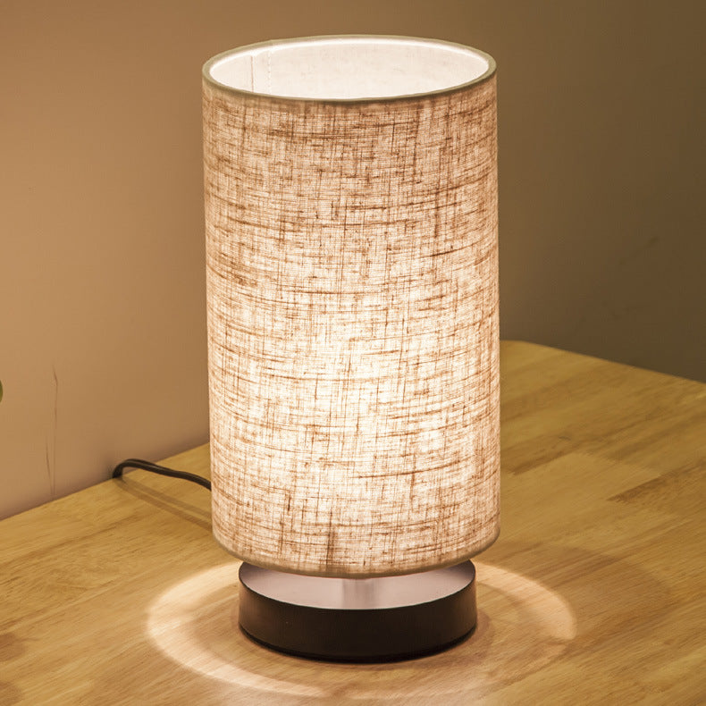 Cylinder Iron Fabric Living Table Lamp