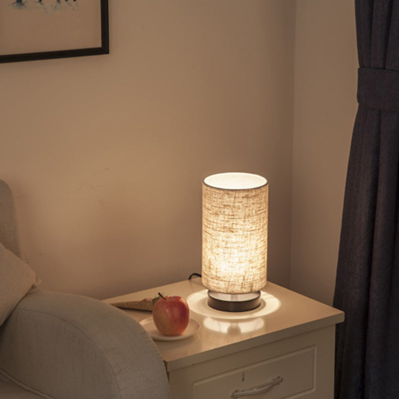 Cylinder Iron Fabric Living Table Lamp
