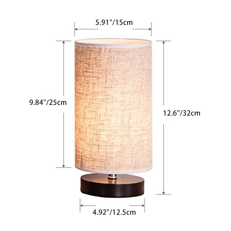 Cylinder Iron Fabric Living Table Lamp