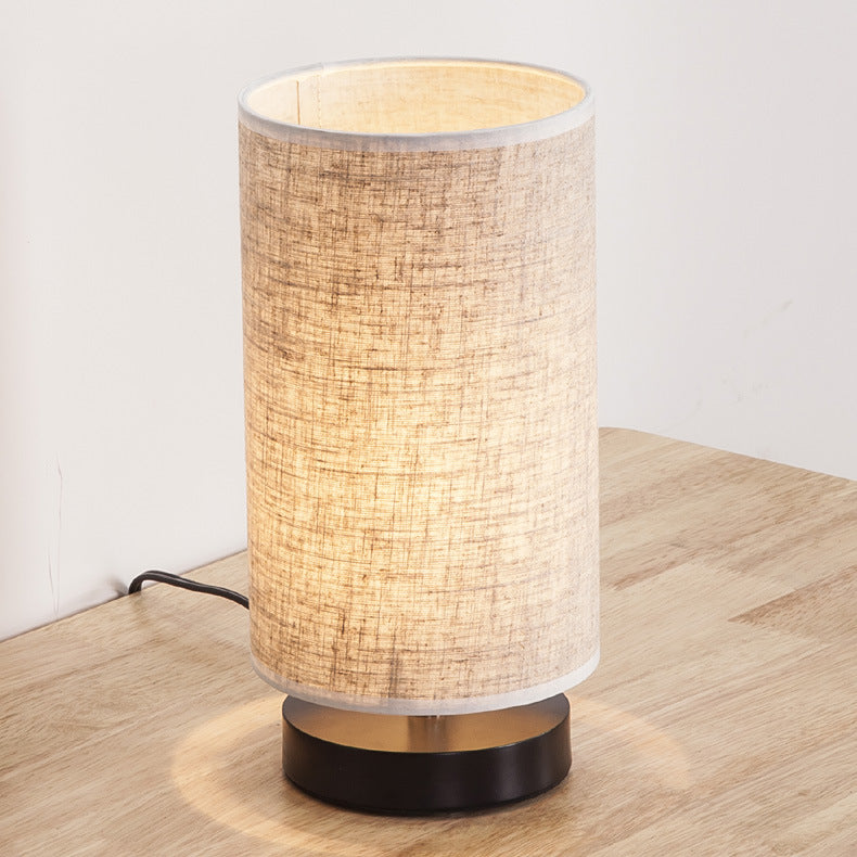 Cylinder Iron Fabric Living Table Lamp