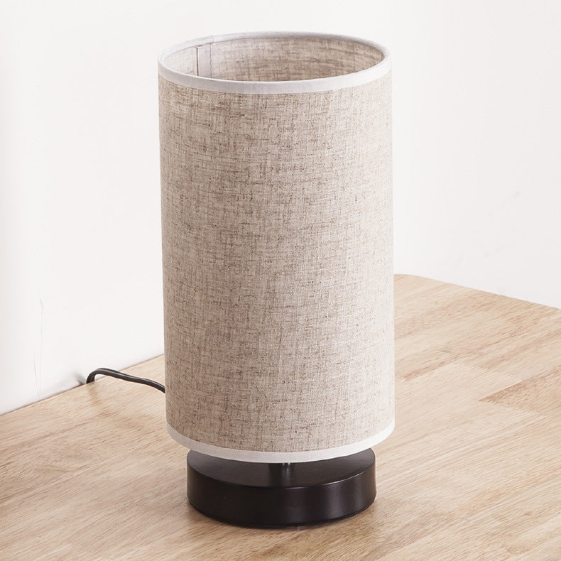 Cylinder Iron Fabric Living Table Lamp