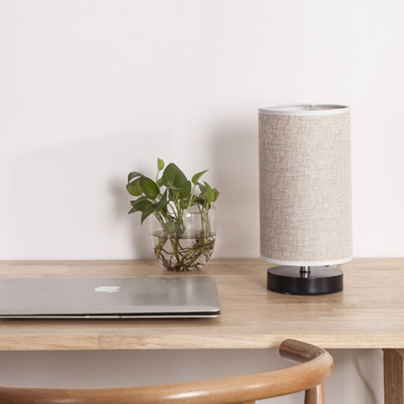 Cylinder Iron Fabric Living Table Lamp