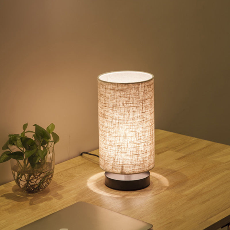 Cylinder Iron Fabric Living Table Lamp