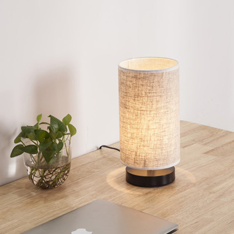 Cylinder Iron Fabric Living Table Lamp