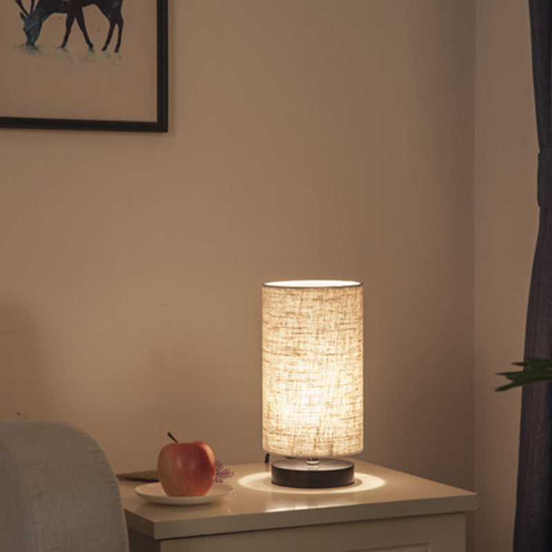 Cylinder Iron Fabric Living Table Lamp