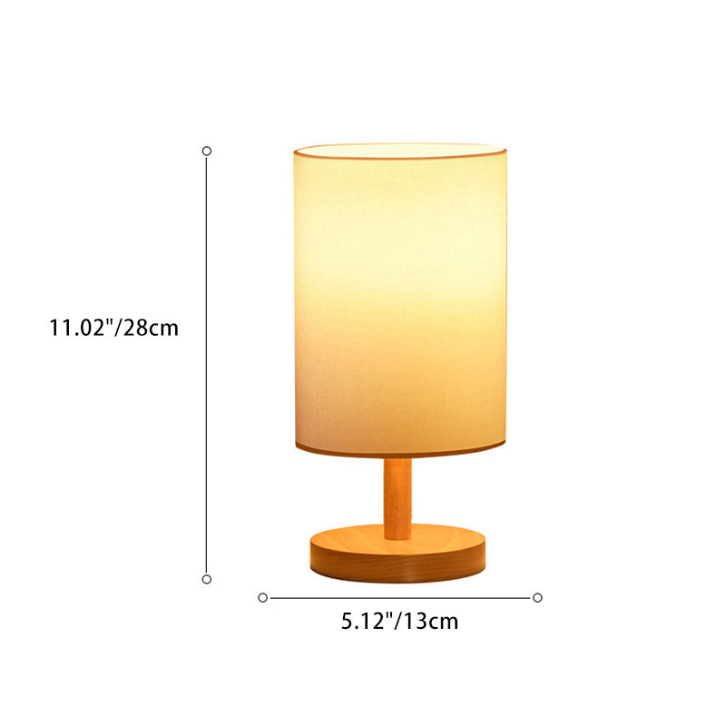 Cylinder Wood Fabric Living Table Lamp