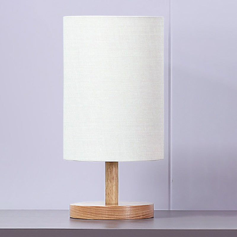 Cylinder Wood Fabric Living Table Lamp