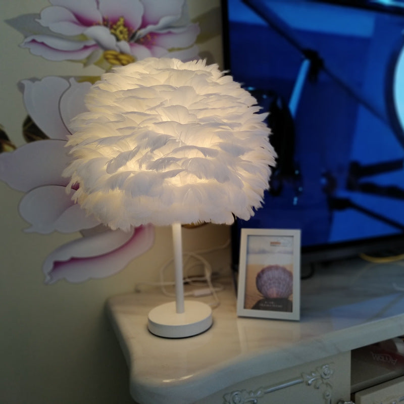 Oval Iron Feather Living Table Lamp