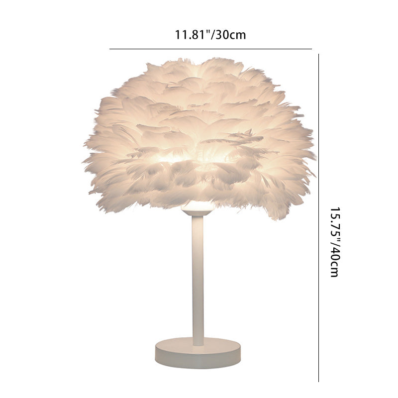 Oval Iron Feather Living Table Lamp