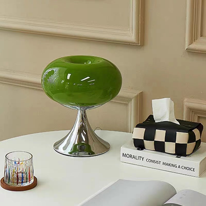 Round Steel Glass Living Table Lamp