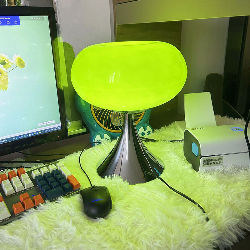 Round Steel Glass Living Table Lamp