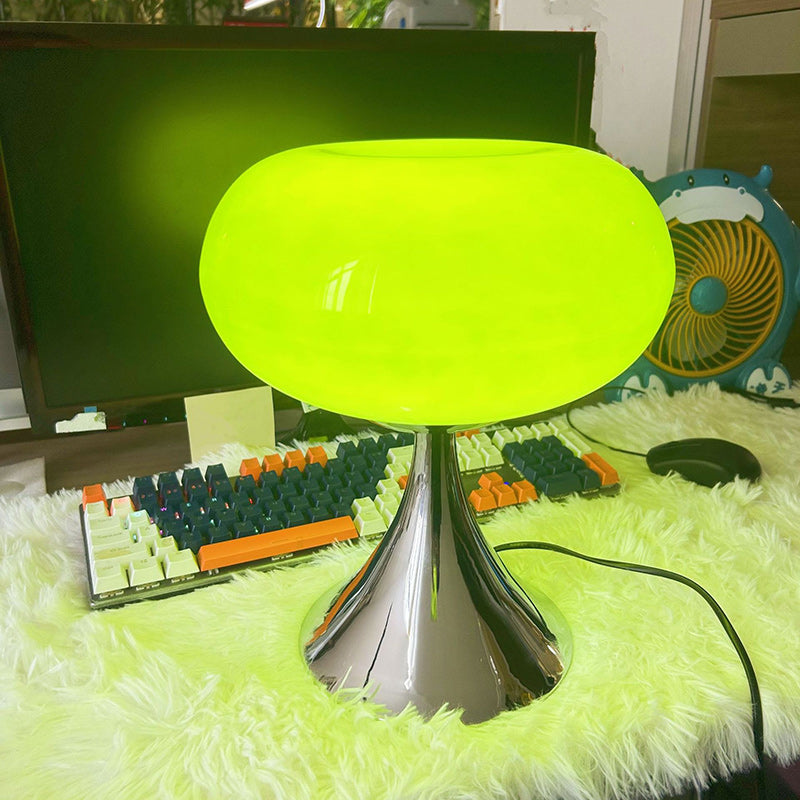 Round Steel Glass Living Table Lamp