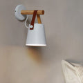 Drum Wood Iron Living Wall Lamp