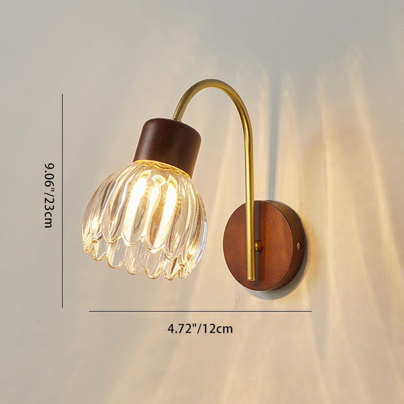 Drum Iron Wood Glass Wall Lamp
