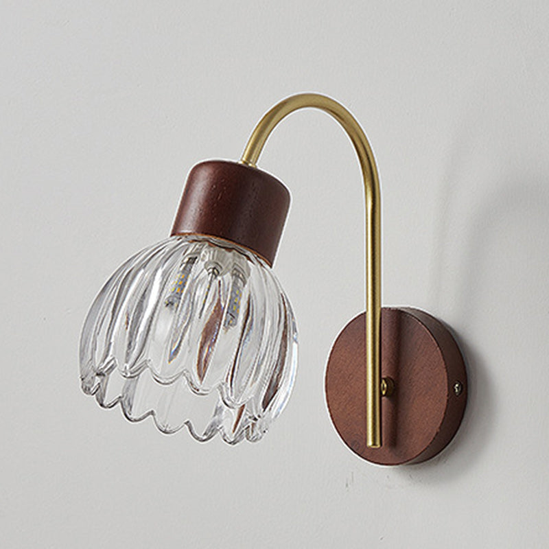 Drum Iron Wood Glass Wall Lamp