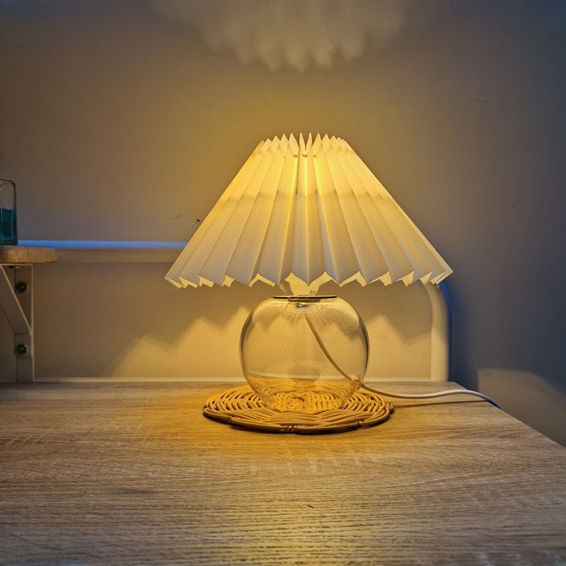 Dome Glass Fabric Living Table Lamp