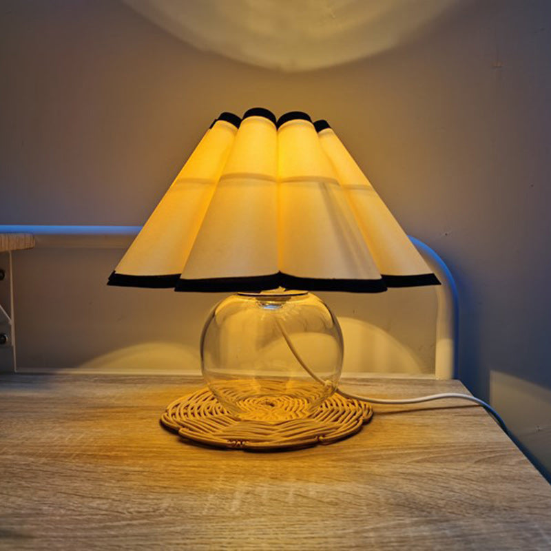 Dome Glass Fabric Living Table Lamp