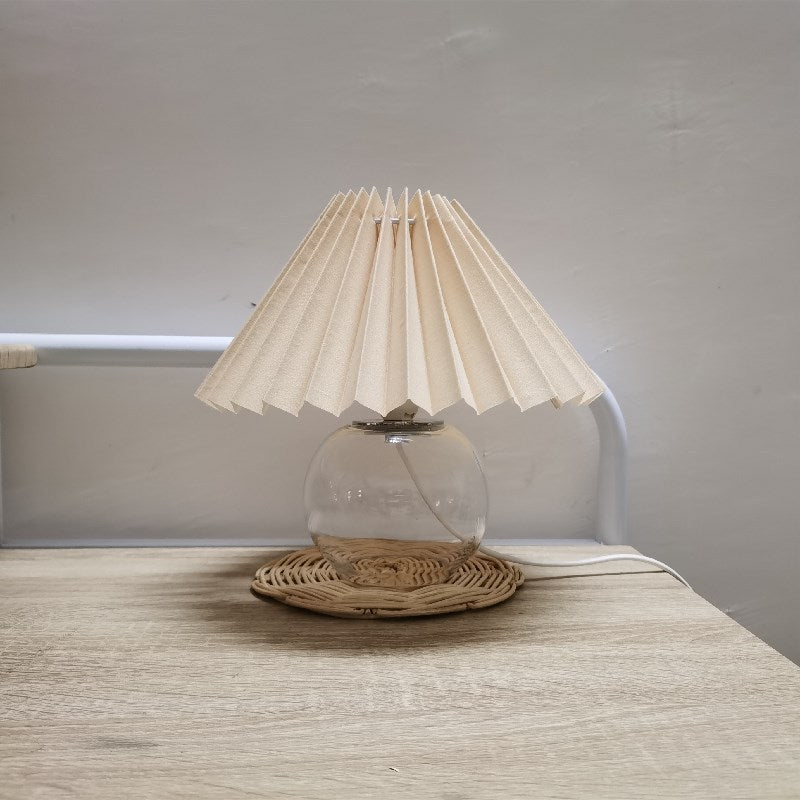 Dome Glass Fabric Living Table Lamp
