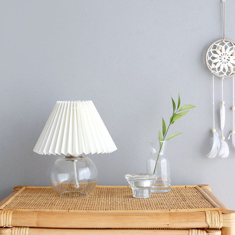 Dome Glass Fabric Living Table Lamp