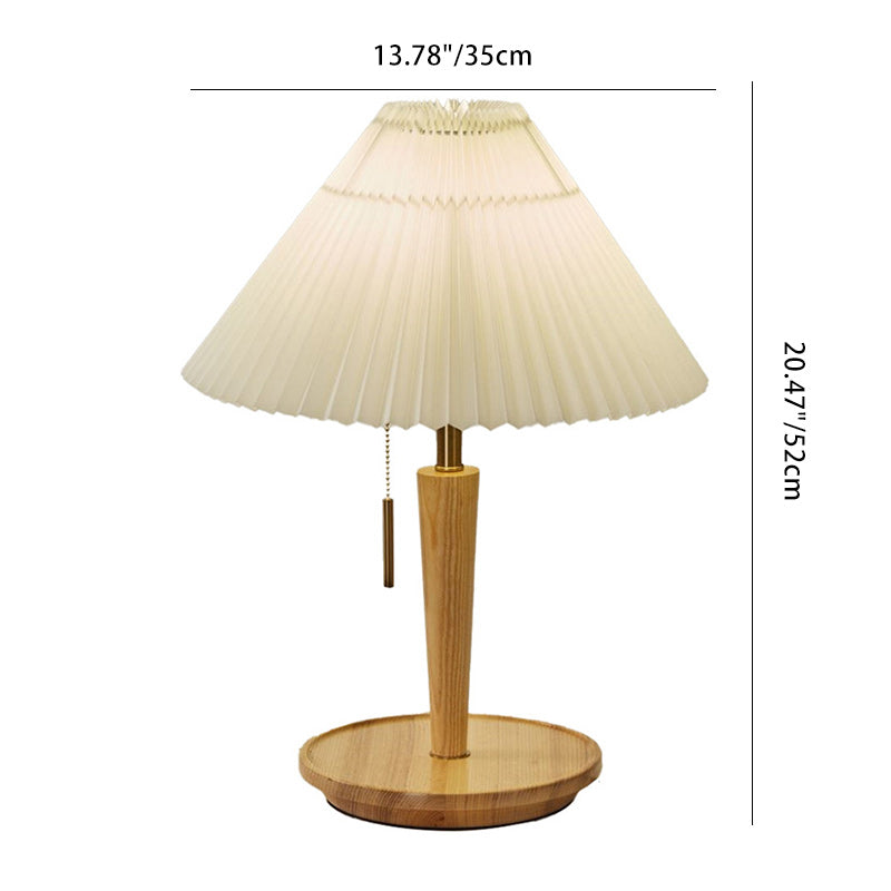 Dome Wood Fabric Living Table Lamp